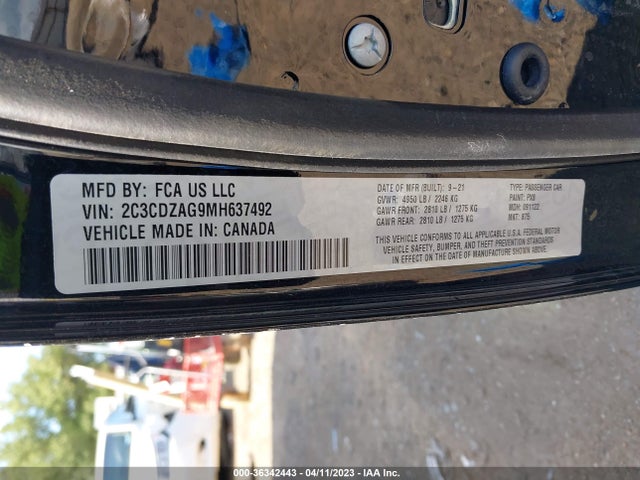 Dodge Challenger Sxt 2021 2C3CDZAG9MH637492 Image 9