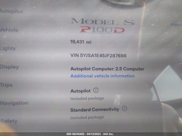 Tesla Model S 75d/100d/p100d 2018 5YJSA1E45JF287698 Image 7