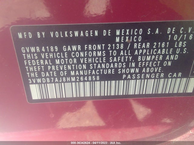 Volkswagen Jetta 1.4t Se 2017 3VWDB7AJ8HM264858 Image 10