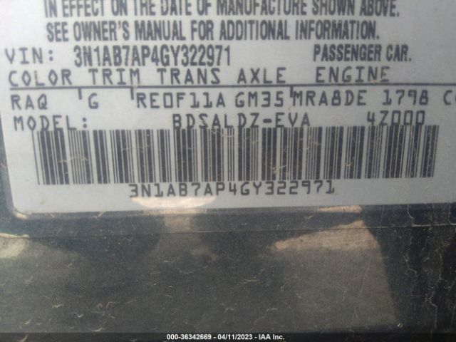 3N1AB7AP4GY322971 Nissan SENTRA SV