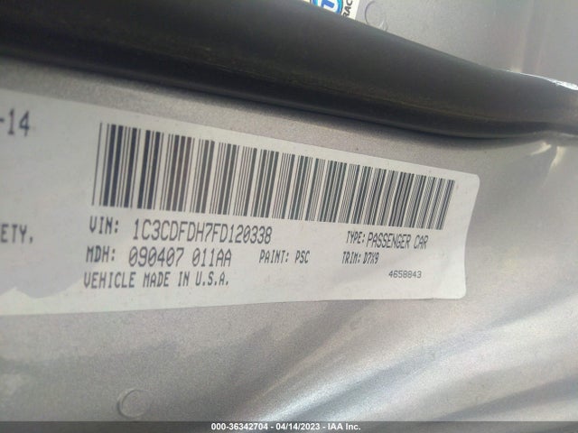 Dodge Dart Aero 2015 1C3CDFDH7FD120338 Image 10