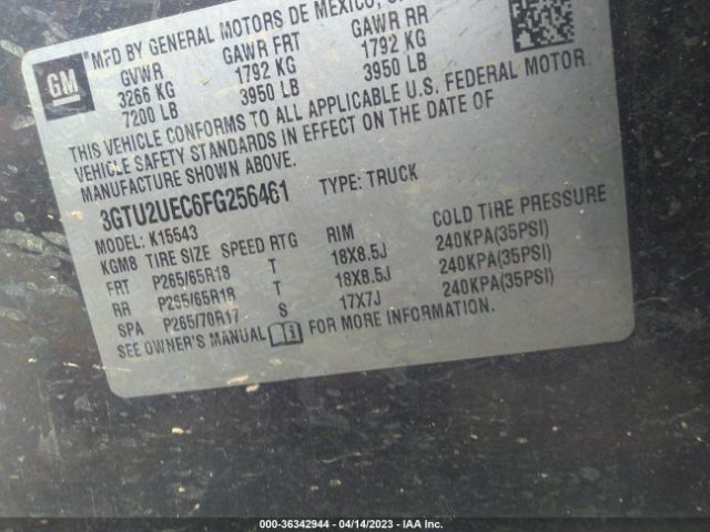 3GTU2UEC6FG256461 GMC Sierra 1500 Sle