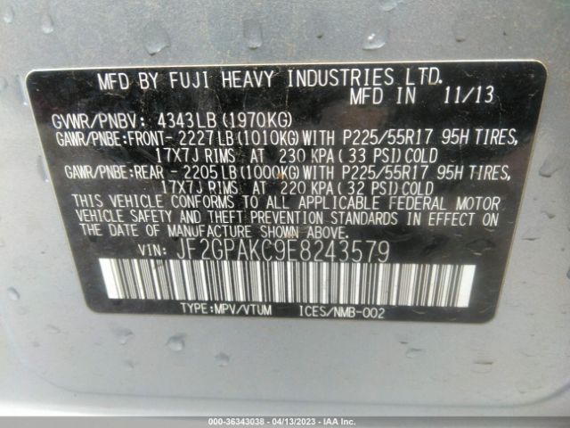 JF2GPAKC9E8243579 Subaru Xv Crosstrek Limited