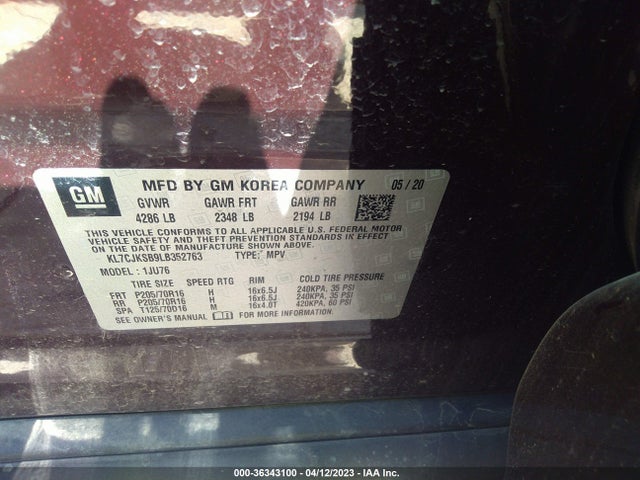 Chevrolet TRAX LS 2020 KL7CJKSB9LB352763 Image 9