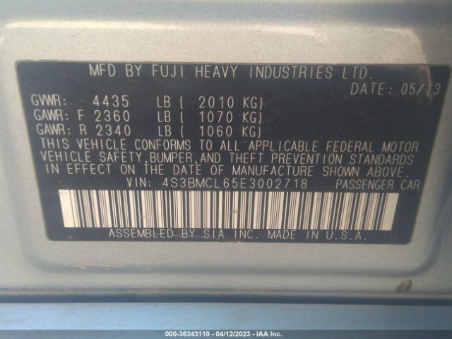 4S3BMCL65E3002718 Subaru Legacy 2.5i Limited