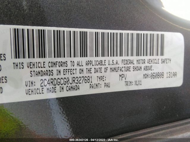 2C4RDGCG0JR327681 Dodge Grand Caravan Sxt