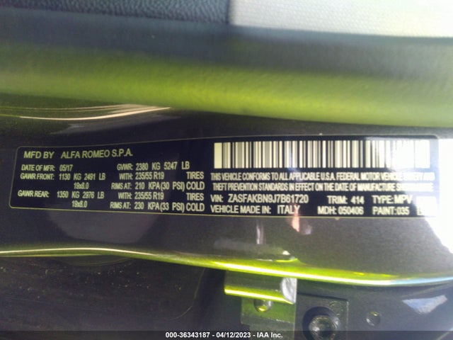ZASFAKBN9J7B61720 Alfa Romeo STELVIO TI