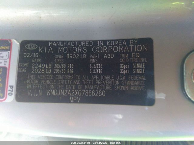 KNDJN2A2XG7866260 KIA Soul Base