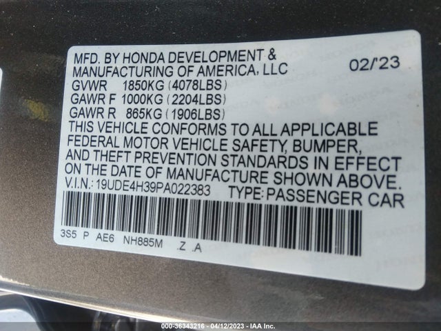 19UDE4H39PA022383 Acura Integra W/a-spec Package