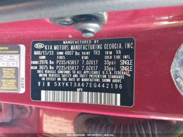 5XYKT3A67EG442196 KIA SORENTO LX