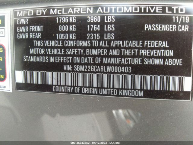 SBM22GCA8LW000403 Mclaren GT