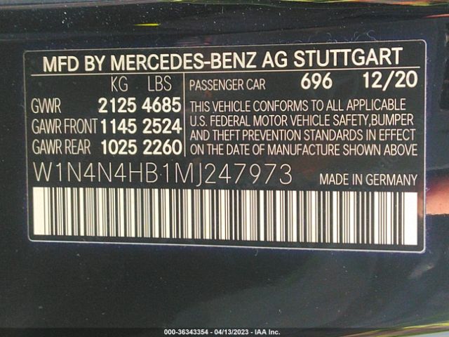 W1N4N4HB1MJ247973 Mercedes-Benz Gla Gla 250
