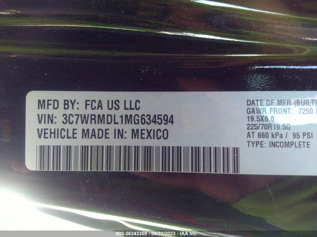 2021 Ram 5500 Chassis, VIN: 3C7WRMDL1MG634594