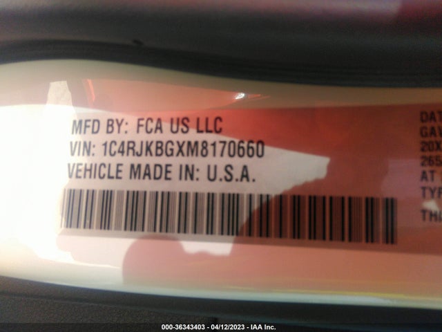 1C4RJKBGXM8170660 Jeep Grand Cherokee L Limited 4x4