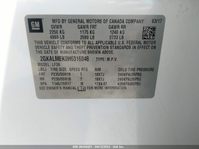 2GKALMEK0H6316048 GMC Terrain Sle