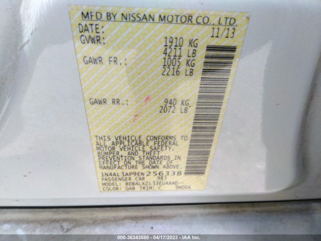 1N4AL3AP9EN256338 Nissan Altima 2.5 Sl