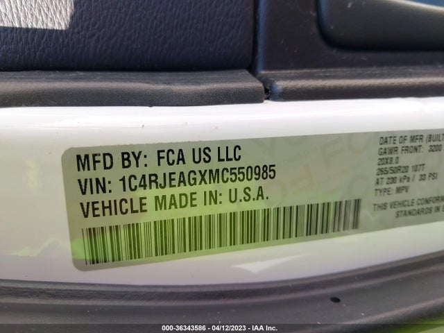 1C4RJEAGXMC550985 Jeep Grand Cherokee Laredo X