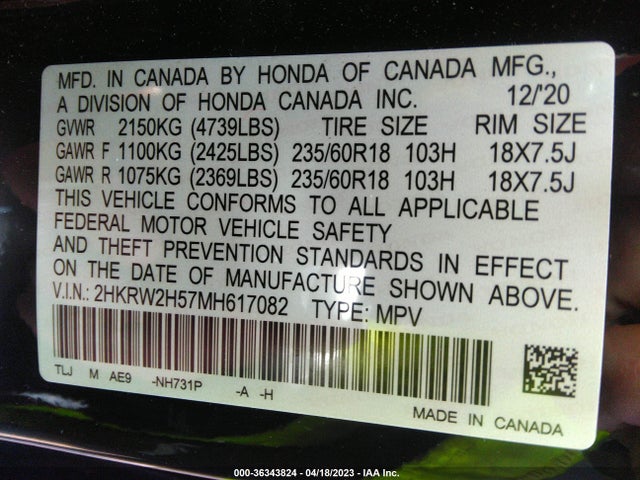 Honda CR-V EX 2021 2HKRW2H57MH617082 Image 10