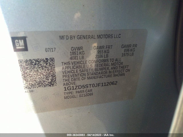 2018 CHEVROLET MALIBU LT VIN: 1G1ZD5ST0JF112062