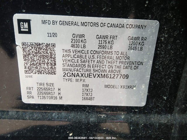 Chevrolet EQUINOX LT 2021 2GNAXUEVXM6127709 Image 9