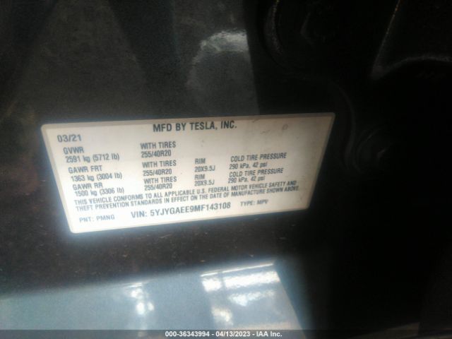 5YJYGAEE9MF143108 Tesla Model Y Long Range