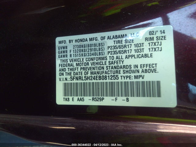 Honda ODYSSEY LX 2014 5FNRL5H24EB081255 Image 9