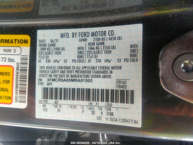 3FMCR9A65MRA91505 Ford Bronco Sport Base