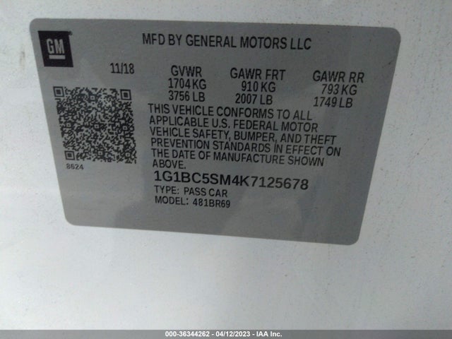 Chevrolet CRUZE LS 2019 1G1BC5SM4K7125678 Image 9