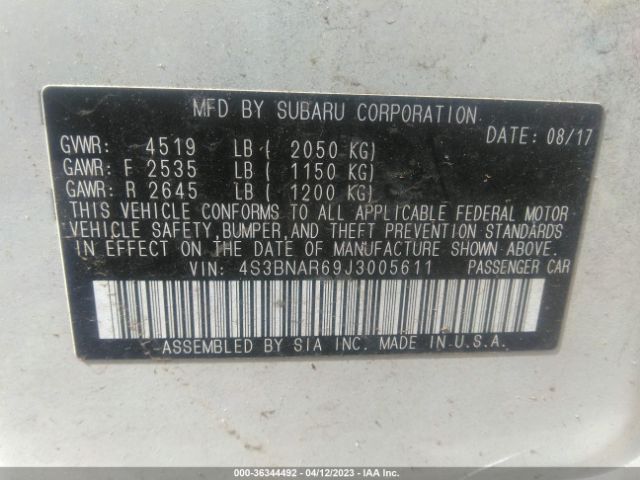 4S3BNAR69J3005611 Subaru Legacy Sport