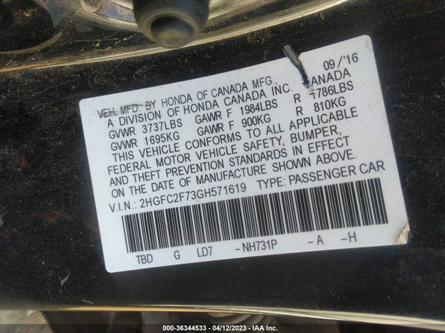 Honda Civic Sedan Ex 2016 2HGFC2F73GH571619 Image 9