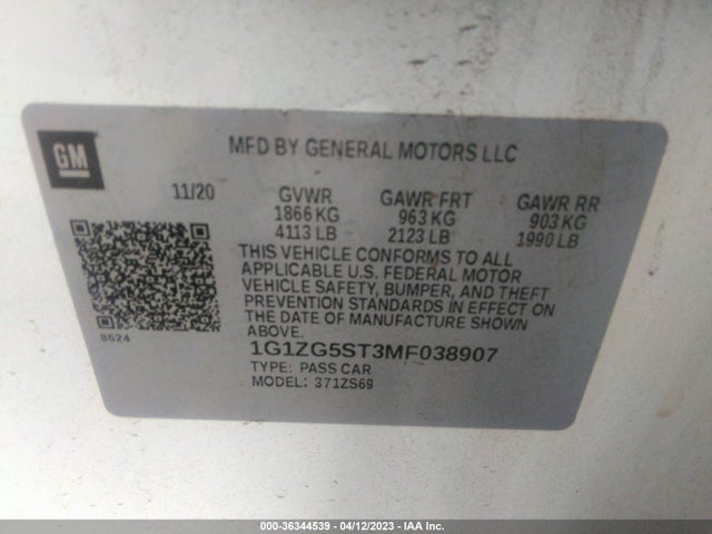 Chevrolet MALIBU RS 2021 1G1ZG5ST3MF038907 Image 10
