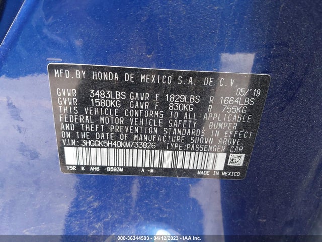 Honda FIT LX 2019 3HGGK5H40KM733826 Image 9