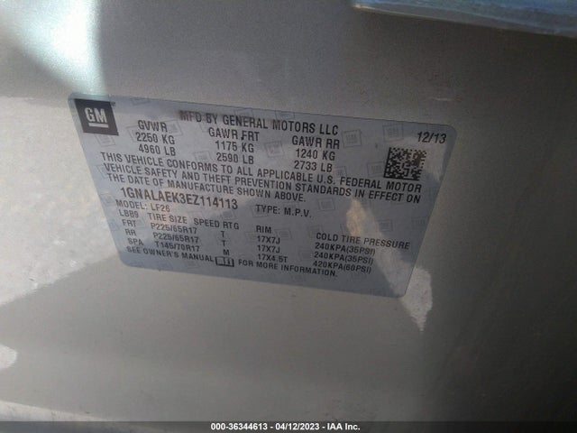 Chevrolet EQUINOX LS 2014 1GNALAEK3EZ114113 Image 9