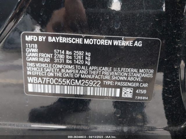 WBA7F0C55KGM25922 BMW 7 Series 750i