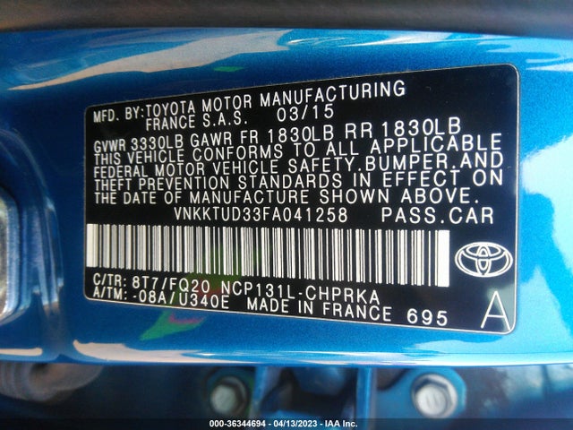 Toyota Yaris L/se/le 2015 VNKKTUD33FA041258 Image 10