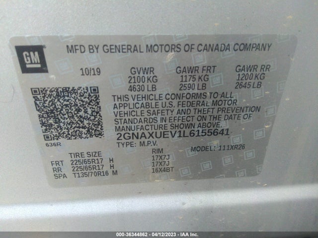 Chevrolet EQUINOX LT 2020 2GNAXUEV1L6155641 Image 10