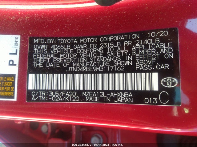Toyota Corolla Hatchback Se 2021 JTND4MBE9M3117162 Image 9