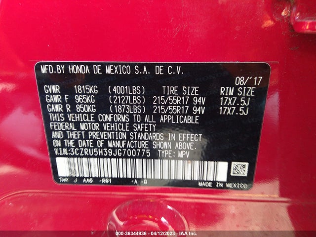 Honda HR-V LX 2018 3CZRU5H39JG700775 Image 11