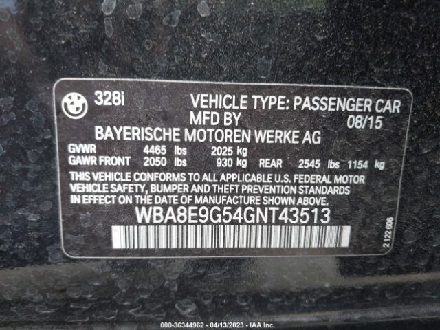 WBA8E9G54GNT43513 BMW 3 Series 328i