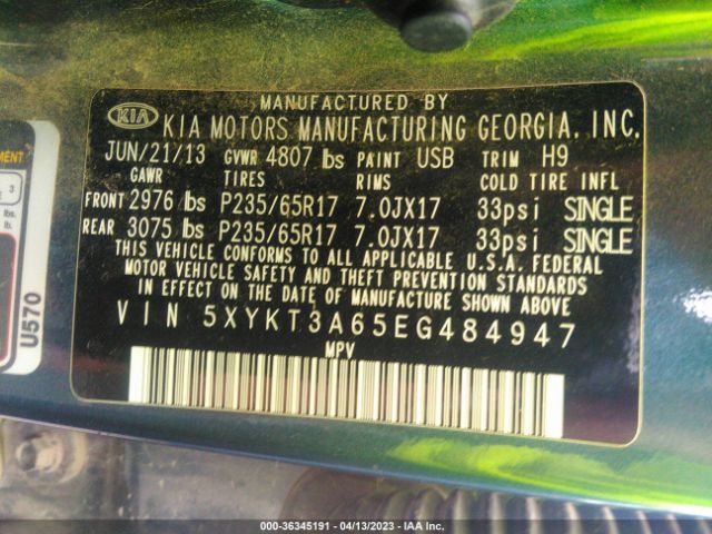 5XYKT3A65EG484947 KIA SORENTO LX