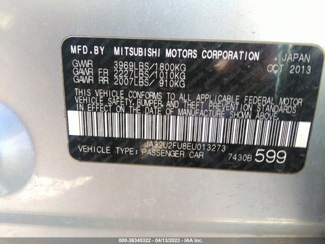 JA32U2FU8EU013273 Mitsubishi LANCER ES