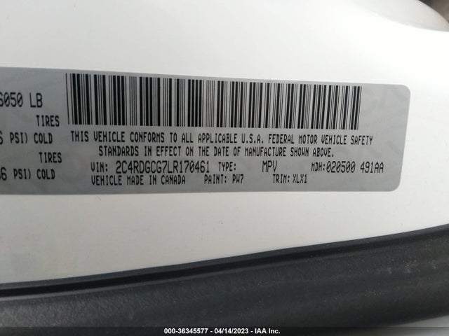 Dodge Grand Caravan Sxt 2020 2C4RDGCG7LR170461 Image 9