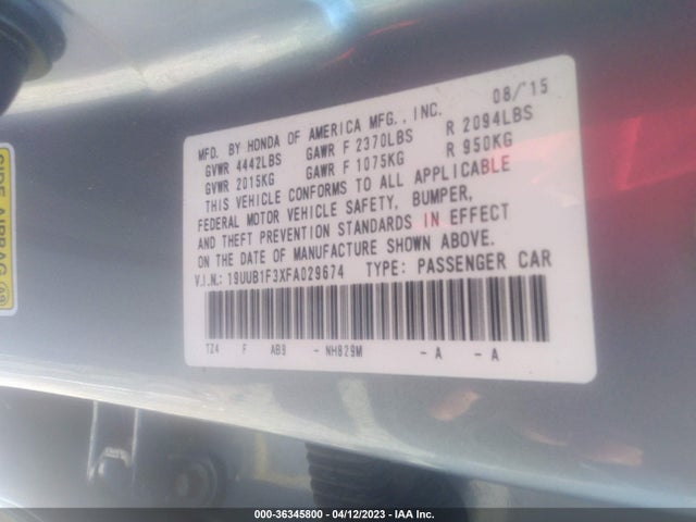 Acura TLX 2015 19UUB1F3XFA029674 Image 9