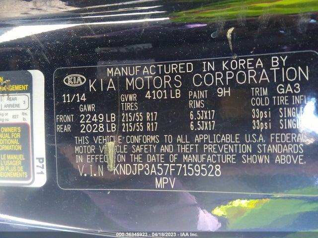 KIA SOUL + 2015 KNDJP3A57F7159528 Image 9