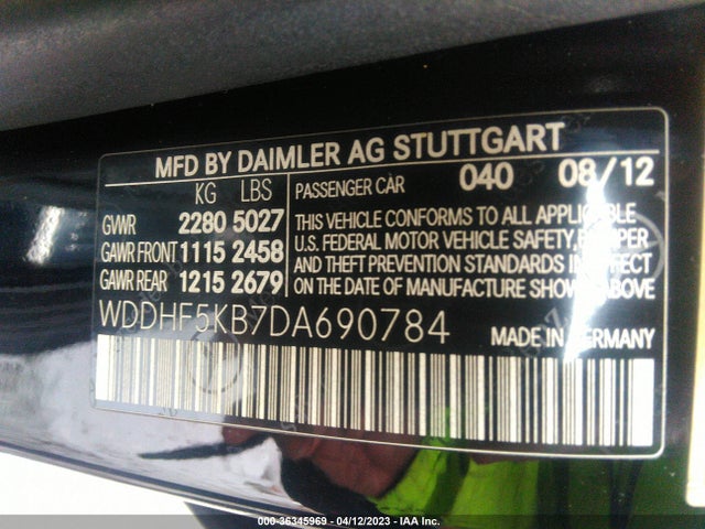 2013 MERCEDES-BENZ E-CLASS E 350 VIN: WDDHF5KB7DA690784