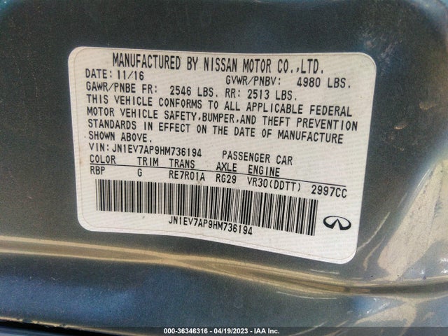 JN1EV7AP9HM736194 Infiniti Q50 3.0t Premium