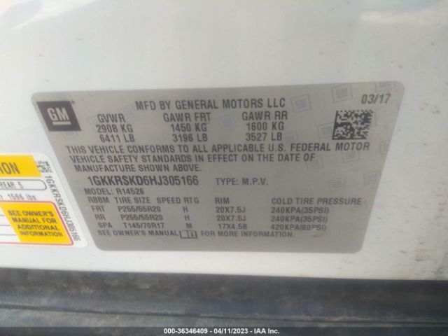 1GKKRSKD6HJ305166 GMC Acadia Limited Limited