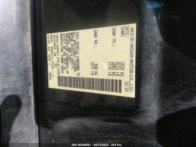 2015 NISSAN ALTIMA 2.5 SV VIN: 1N4AL3AP6FC203500
