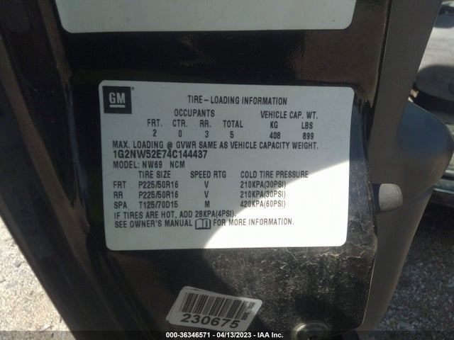 2004 PONTIAC GRAND AM GT VIN: 1G2NW52E74C144437