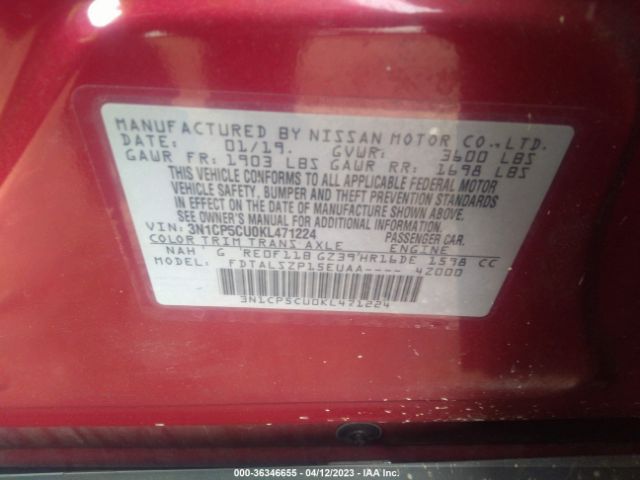 3N1CP5CU0KL471224 Nissan KICKS SV
